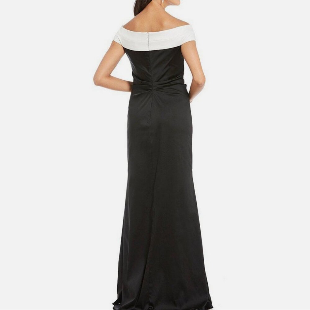 Kay Unger Colorblock Off Shoulder Long Gown - Picture 3 of 6